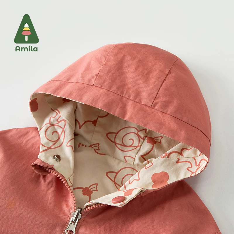 Amila Baby Coat Spring&Autumn Solid Color All-match Boys and Girls Casual Loose Children's Clothing Fashion Coat baby jacket