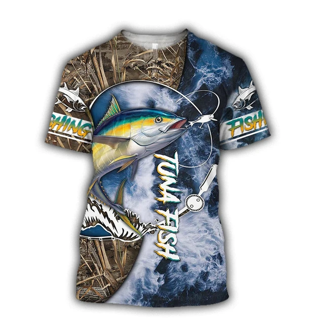 Camiseta De Pesca En Aguas Profundas, Camiseta Con Estampado 3D De