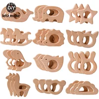 Let’s Make 5pcs Wholesale Wooden Teether Rodent Pacifier Pendant Wooden Toys DIY Baby Necklace Gift BPA Free Beech Hedgehog Bird
