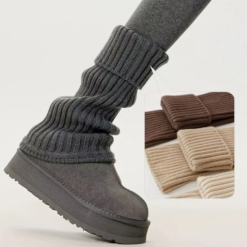 1 Pair Solid Color Leg Warmers for Women - Thermal Knee-High Socks for UGGs, Christmas Stockings, Winter & Casual Outfits