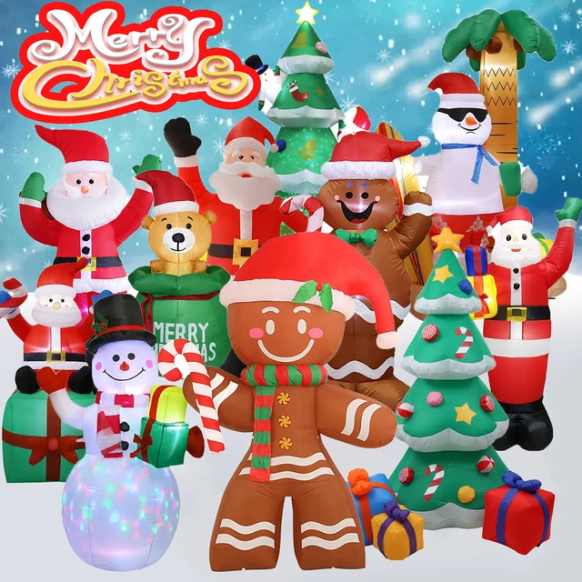 Juguete de decoración inflable de Navidad con luces LED integradas, modelo inflable para interiores y exteriores, adorno para fiesta de Navidad, decoración de jardín de Año Nuevo