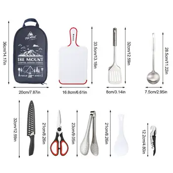 Camping Cooking Set Camp Cooking Set Travel Utensils 9pcs Camping Cooking Gear Spatula Tongs Spoon Camp Cookware Camping Kitchen 6