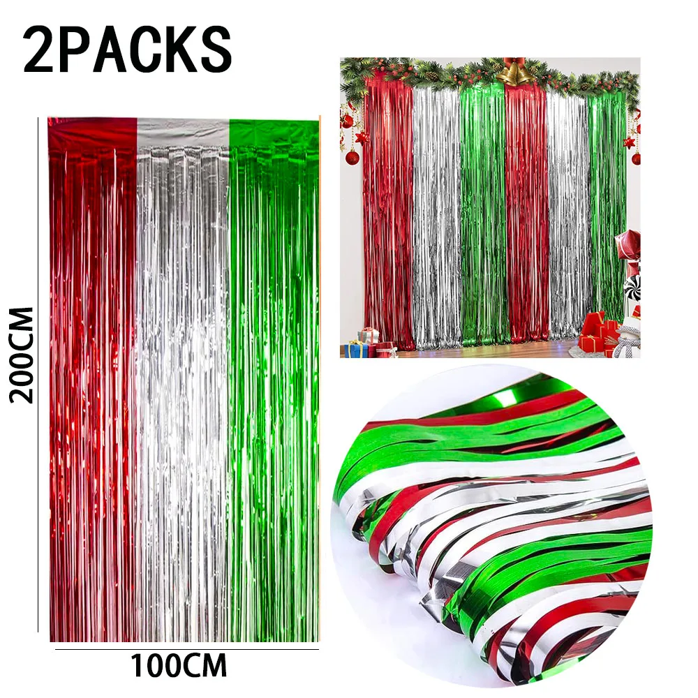 Rainbow Foil Fringe Curtains - Tinsel Metallic Streamers for Vibrant Party Decorations, Set of 2