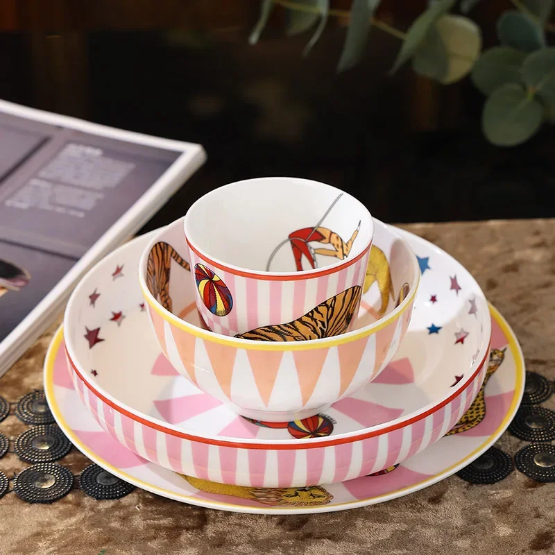 Fun Circus 4-piece Set of Ceramic Bowls For Children's Exclusive Tableware