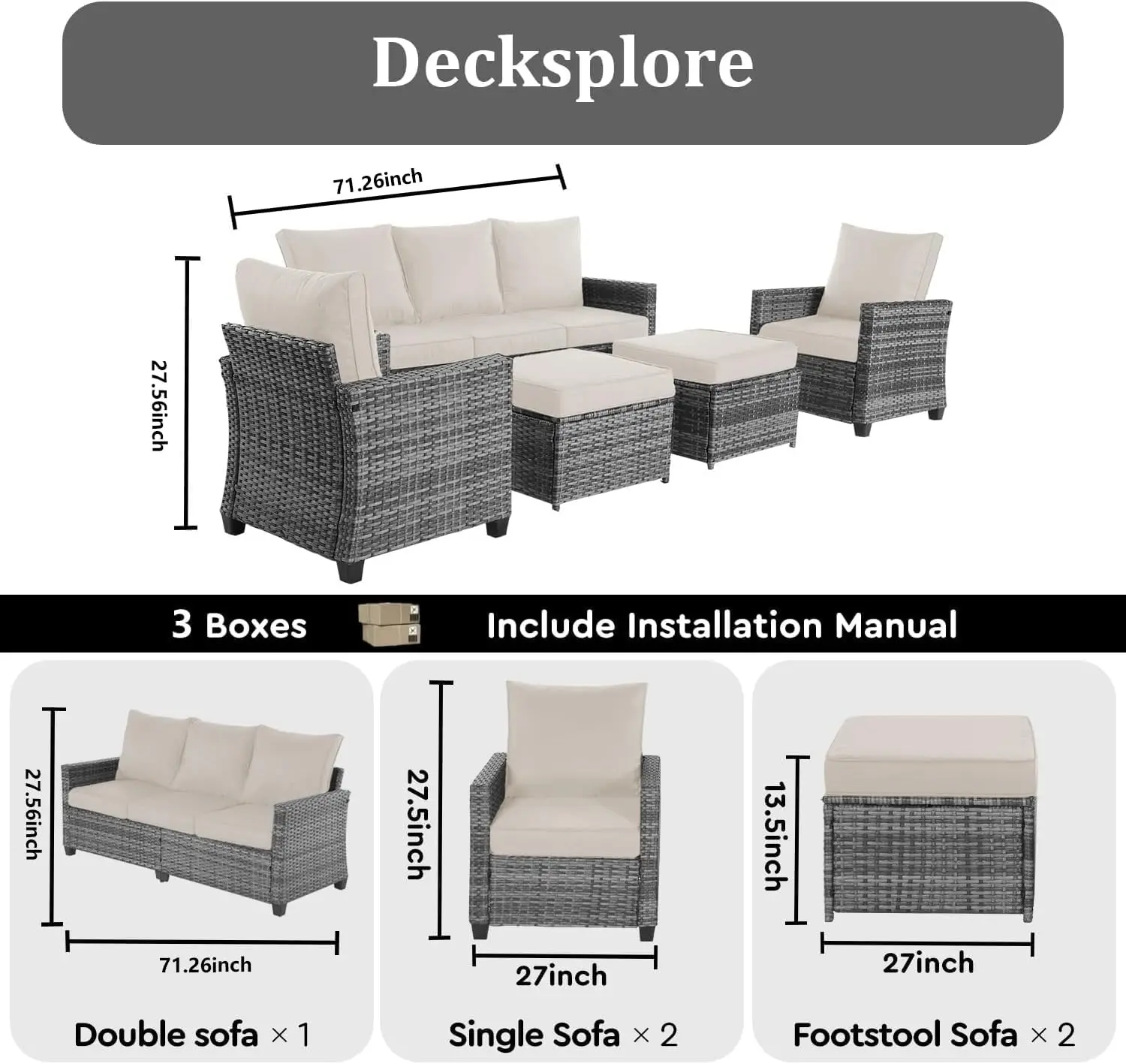 5-Piece Rattan Patio Set 3