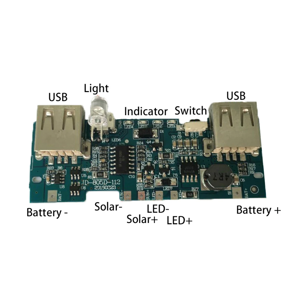 Portable Dual USB LED PCBA Circuit Board Solar Power Panel Home DIY Solar Panel Bank 18650 Battery DIY Home Charger portable solar charger