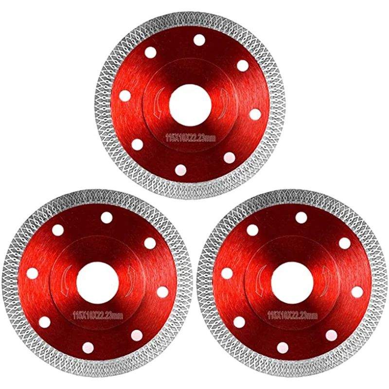 

HOT-Diamond Saw Blade For Cutting Porcelain Tiles Granite Marble Ceramics Works With Tile Saw And Angle Grinder, 3 Pack, Red