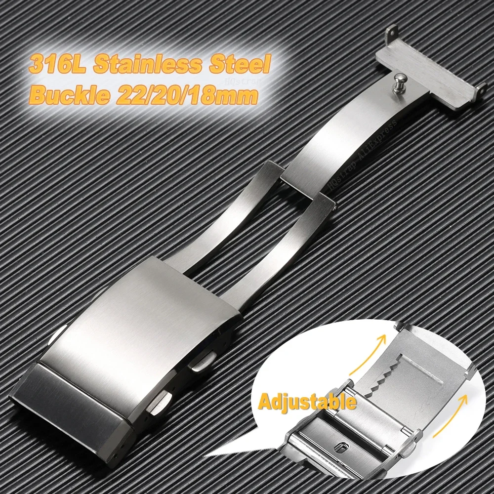 

Luxury 316L Stainless Steel Buckle for Seiko Metal Leather Strap Button for Citizen Clasp for Rolex Folding Buckles 18 20mm 22mm