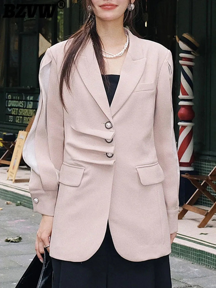 

BZVW Fashion Niche Designer Blazer For Women Chic Long Sleeve Loose Temperament Blazers Jacket Female 2023 Autumn New 25X3021