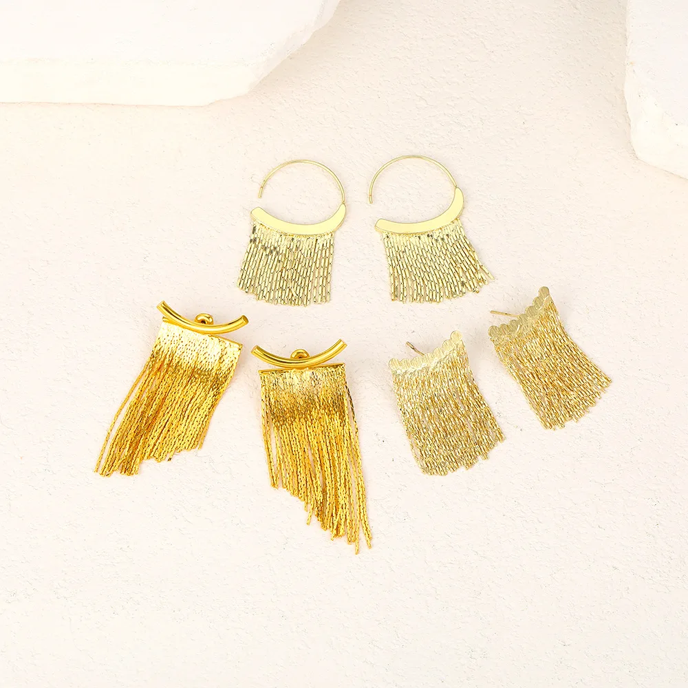 Fashion Statement Earring Long Statement Gold Color Bling Tassel Earrings For Women Female Wedding Daily Pendant Jewelry Gifts