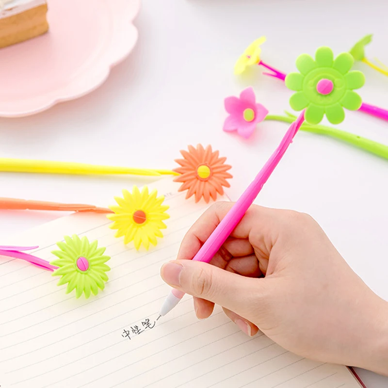 13pcs Gel Pen Flower Pen Creative Silicone School Office Writing Girl Pens Stationary Student Suppliers Christmas Decoration
