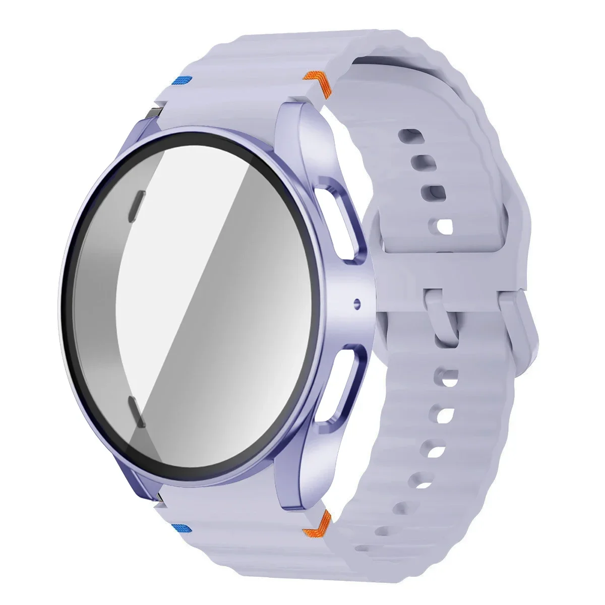 Silicone Band with Tempered Glass Screen Protector & PC Case Cover - Enhanced Watch Kit