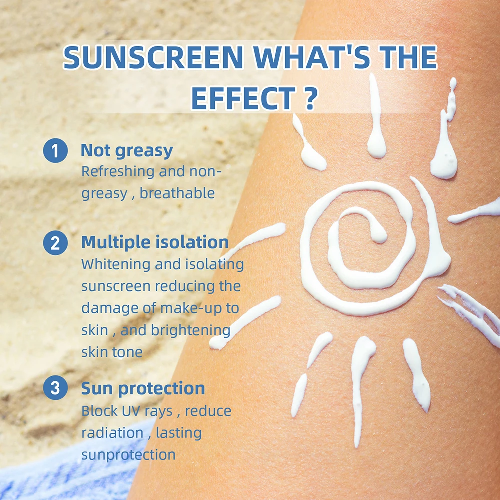 50ml Body Sunscreen SPF Refreshing No-Greasy Isolation Sun Screen Cream Natural UV Protection Cream For Women Men