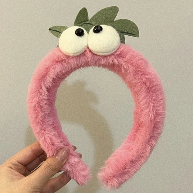2 Fasce Per Capelli In Peluche A Forma Di Gatto E Fragola | Morbide E Pratiche Per Trucco, Doccia, Cosplay, Regalo Per Ragazze