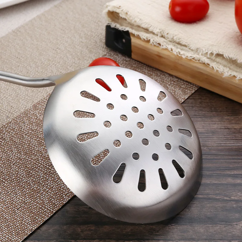 Stainless Steel Cooking Tools, Kitchen Serving Utensils with Heat-resistant Handle-Turner Soup Spoon Strainer Pasta Server