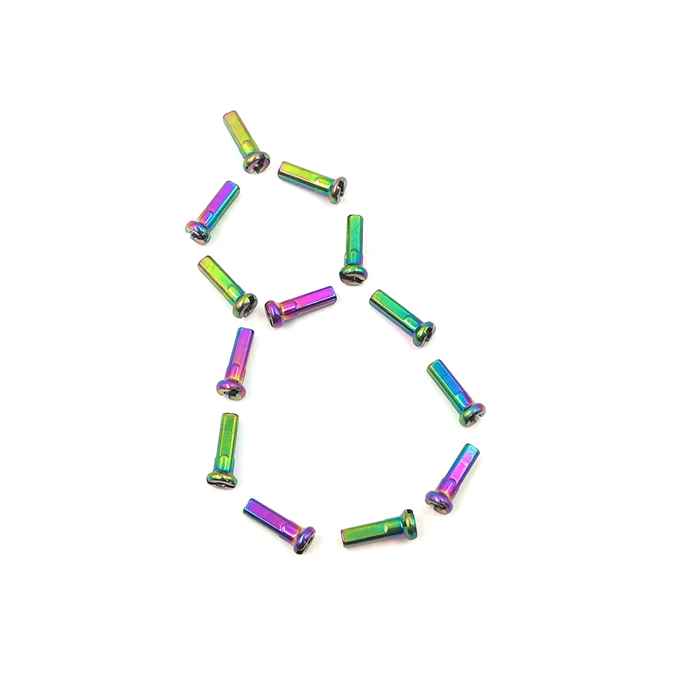Rainbow Color Nipple Bicycle Round Head Brass 14G 2.0 14mm MTB or Road Bike Spoke Nipples Weight 0.9g/pcs Wheel Cycling Parts