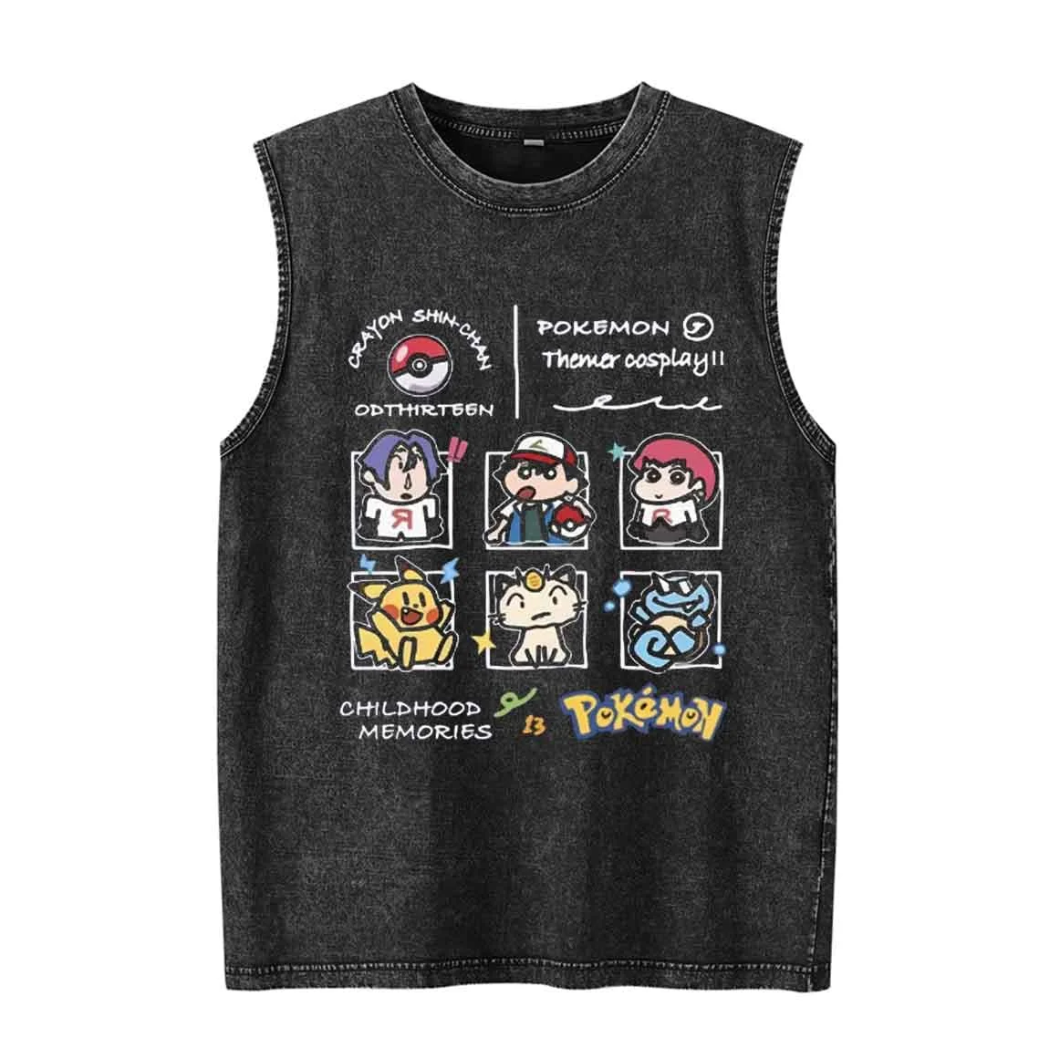 Anime Pokemon Print Men's Tank Top Man Sleeveless Shirt