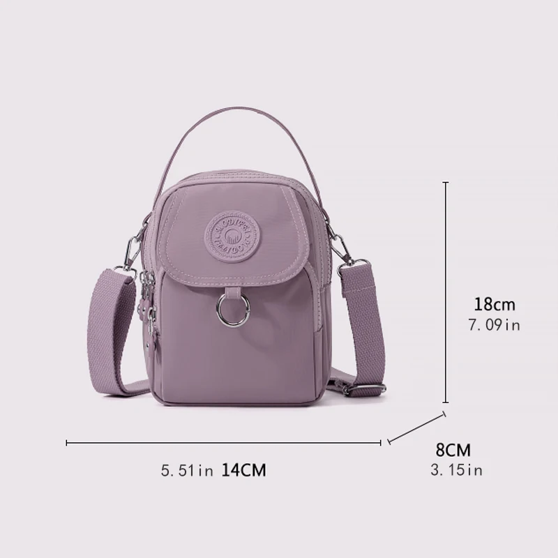 Fashionable women's phone bag with adjustable shoulder straps and multiple zippers - lightweight, durable, and portable - minima