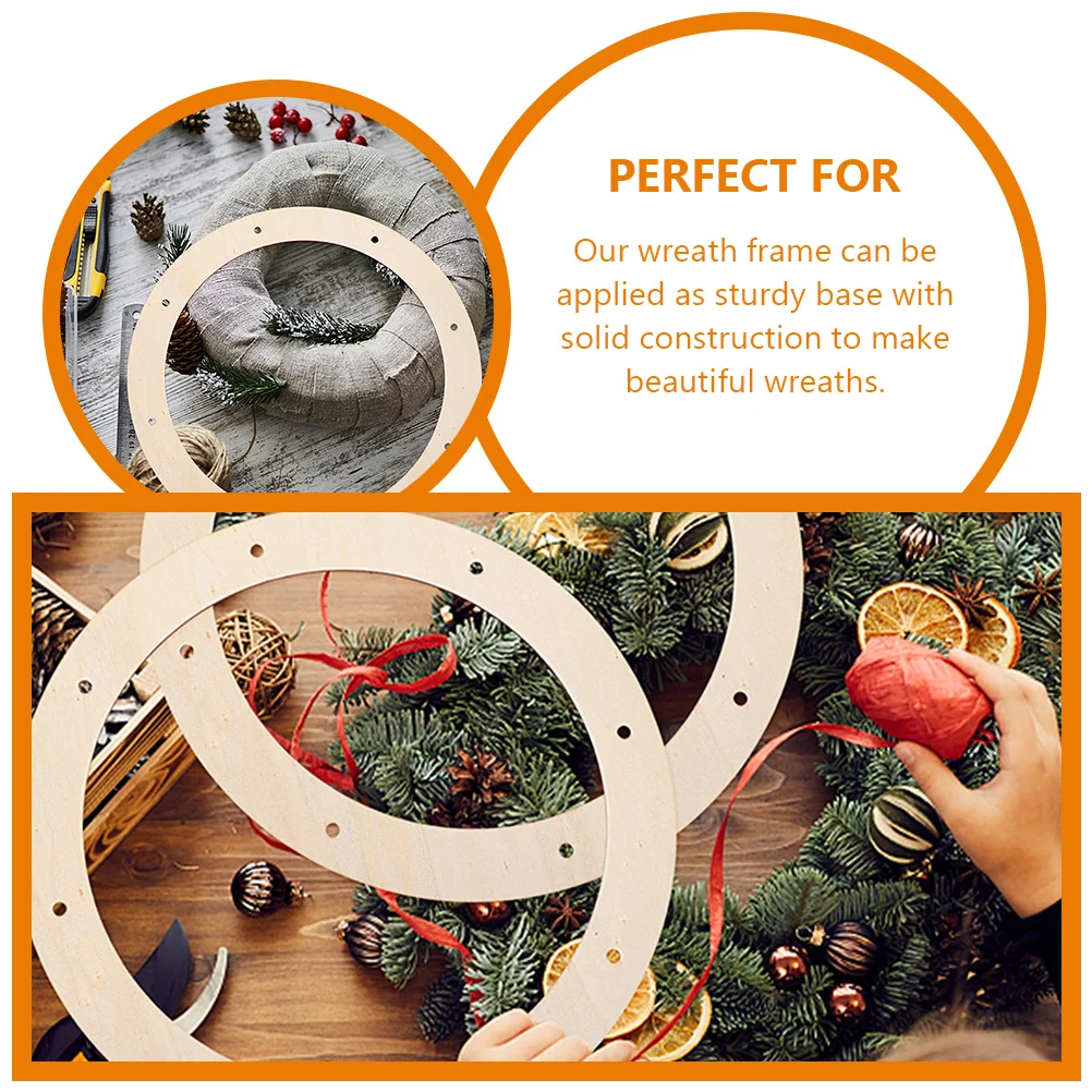 Wreath Rings Round Floral Wreath Hoop Wood Circle Wreath Frames DIY Wreath Craft Tools for Wedding Christmas Decorations