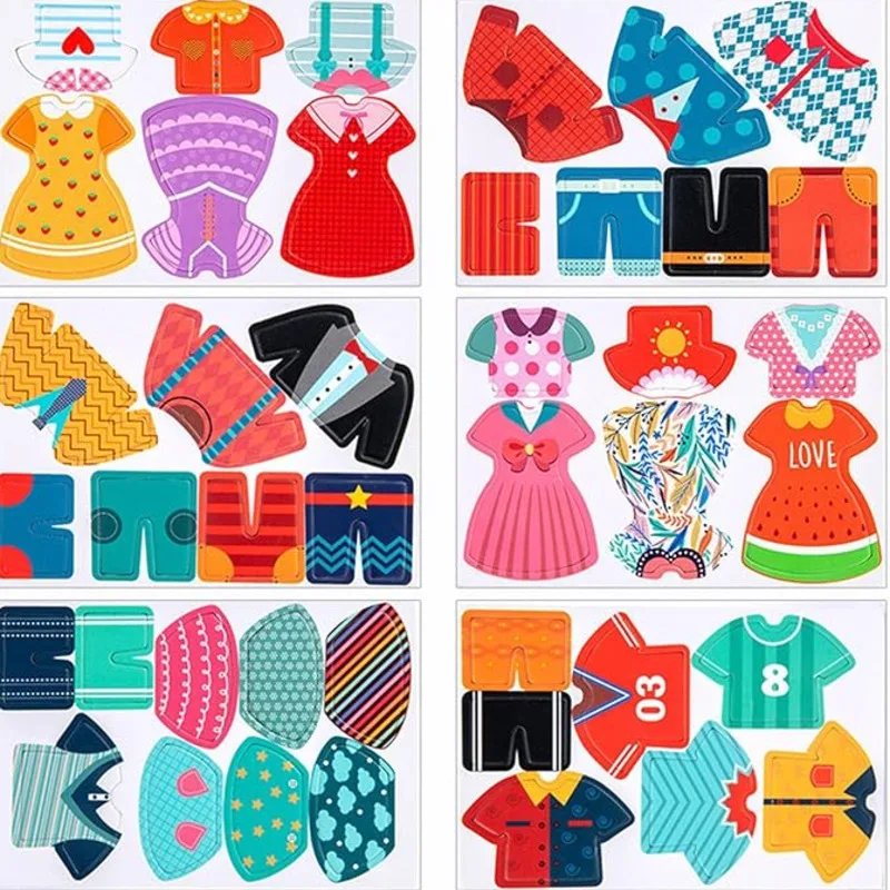 Montessori Hanging Clothes Wooden Puzzles Dress-Up Changing Sorting Matching Game Early Education Toys For Children Girls Gift 4