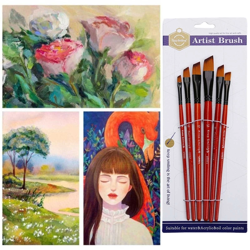 Flat Paint Brushes Watercolor Acrylic Paint Brush Synthetic Nylon Hair  Paintbrush 1 Inch Artist Painting Brush for Detail Painting Oil Watercolor  Fine Art Painting for Kids (Sky Blue, 10)