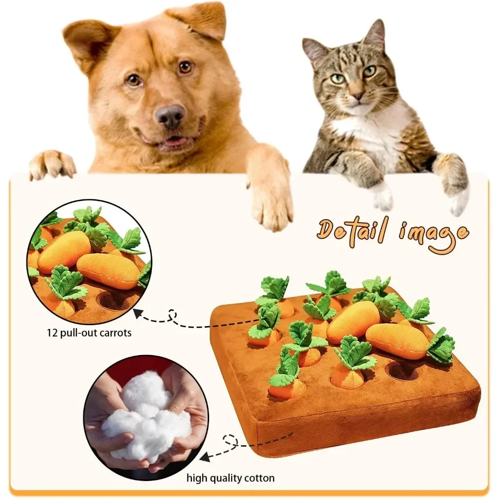 Carrot Snuffle Mat for Dogs Cats Puzzle Toy with 12 Carrots for Small Medium Large Interactive Pet Stress Relief Dogs Chew Toys 4