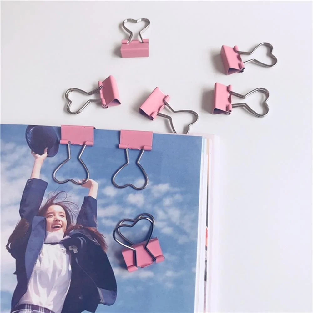 Metal Clip Notes Confidence-shaped Clip 6 Pcs/batch Pink School Office Supplies Creative Desk Accessories