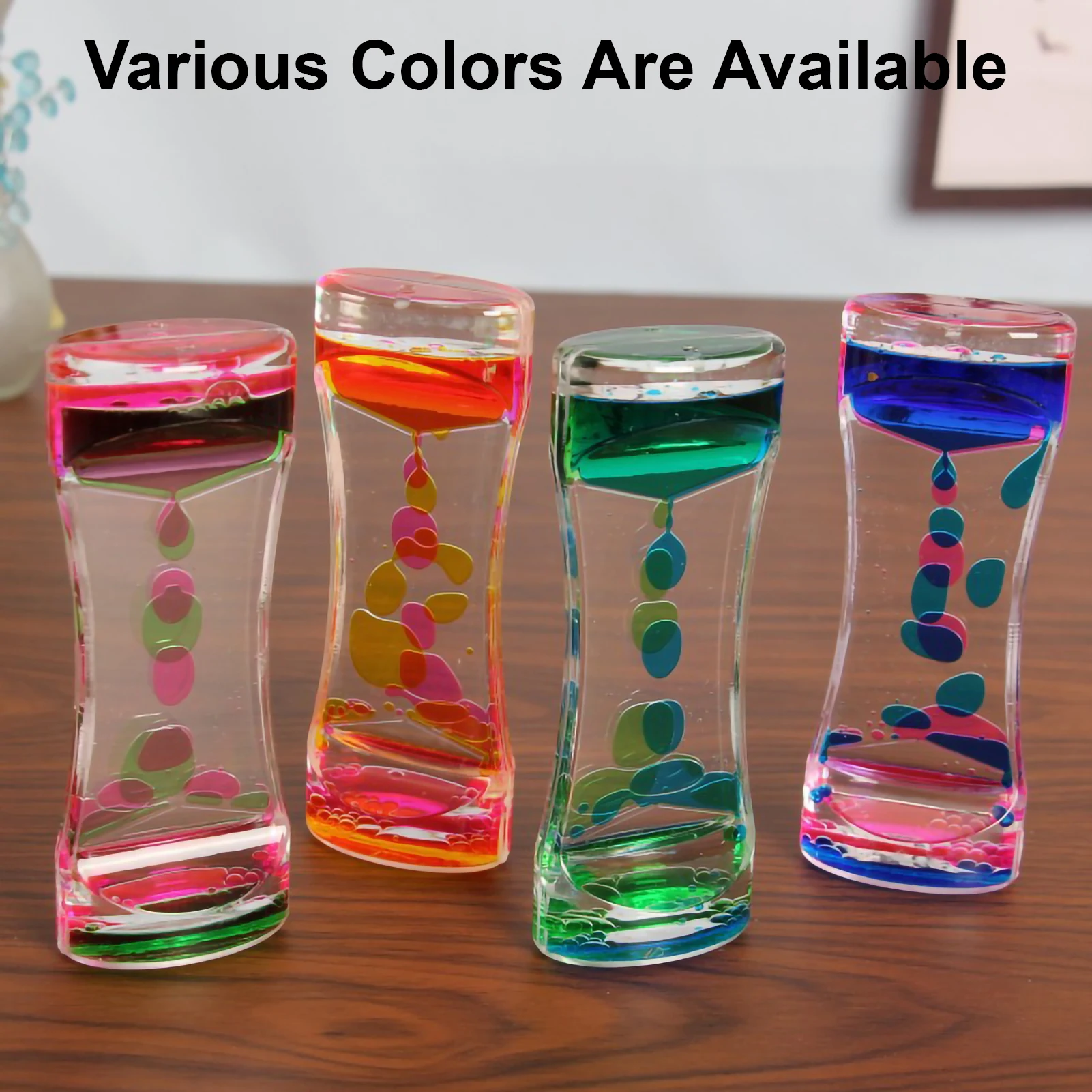 Hourglass Timer Double Colors Oil Hourglasses Liquid Floating Bubbles Timer for Desk Decors Descending Sensory Bubbles Kids Gift