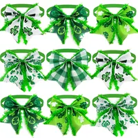 50/100pcs Dog Neckties Bowties ST Patrick's Day Clover Dog Cat Bows Pet Puppy Bow Tie Dog Grooming Accessories Green Bows 1