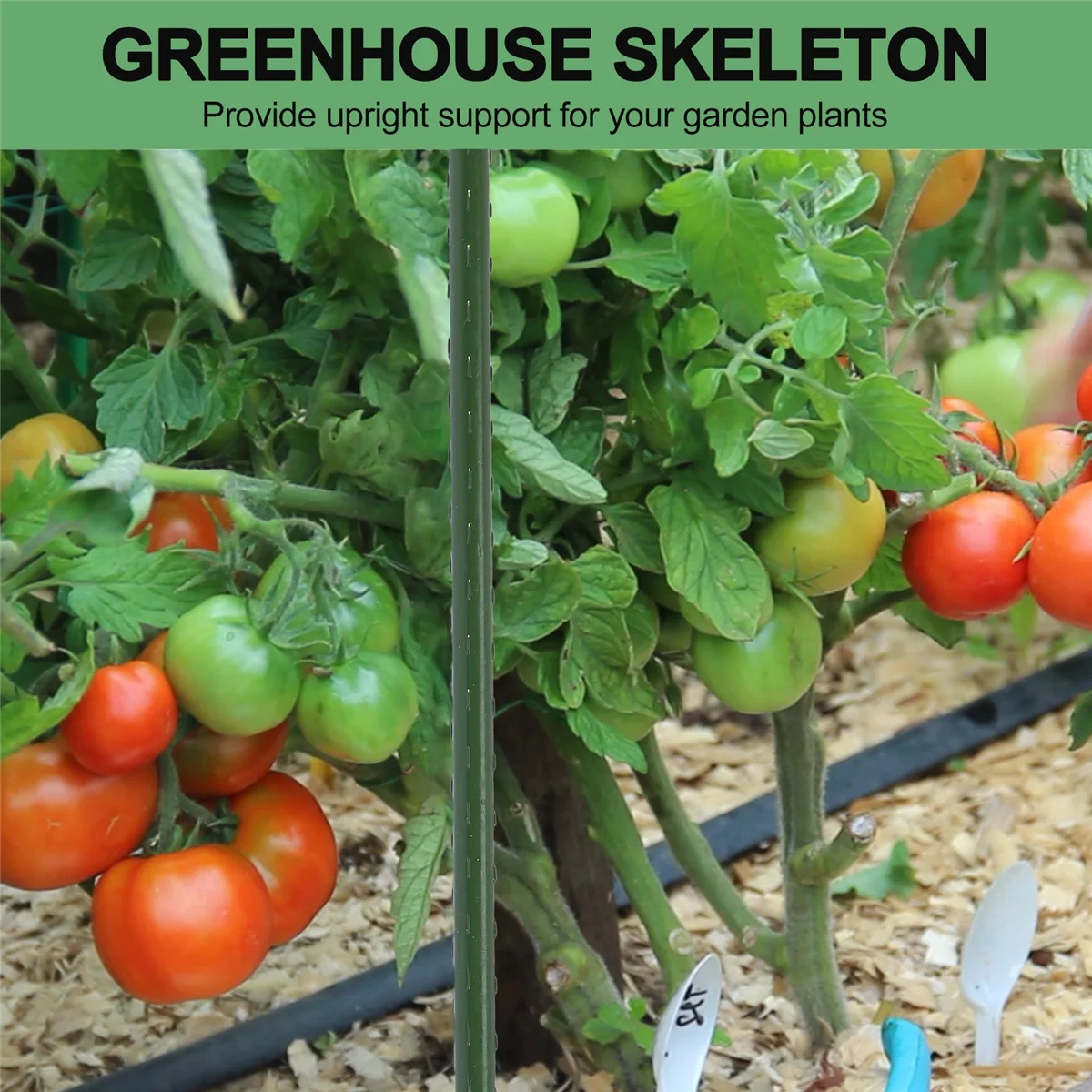 25 Pack Garden Stakes Metal Plastic Coated Plant Cage Supports Climbing for ,Trees,Cucumber,Fences,Beans,40cm