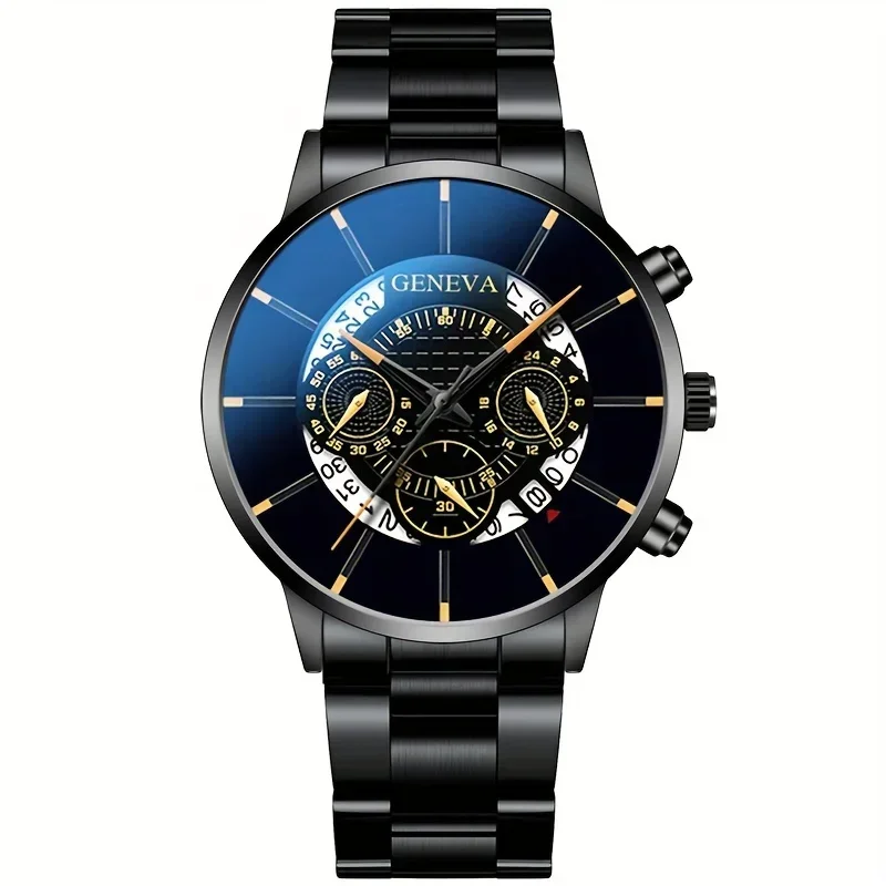 Round Dial Quartz Watch for Men  Stainless Steel Strap Calendar Function Business Allo CaseNonWaterproof Ideal Gift for Him 5
