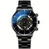 Round Dial Quartz Watch for Men  Stainless Steel Strap Calendar Function Business Allo CaseNonWaterproof Ideal Gift for Him 5