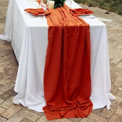 Wedding Cotton Gauze Cloth Rust Table Runner Retro Burr Texture Dining napkins,Personalize Vintage Kitchen Dinner Table Decor