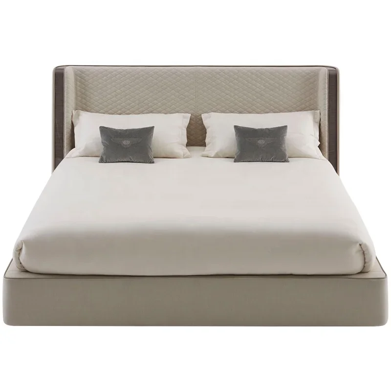 Designer Queen Bed Italian Minimalist Modern Nordic Leather Bed Designs King Size Luxury Double Hotel Beds