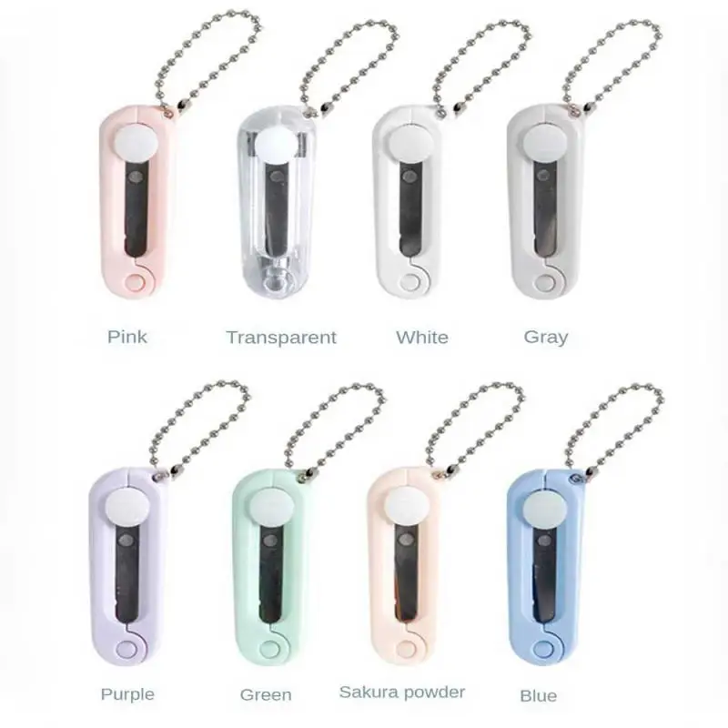Creative folding portable mini scissors Morandi lovely paper-cutter student safety stationery key pendant keychain