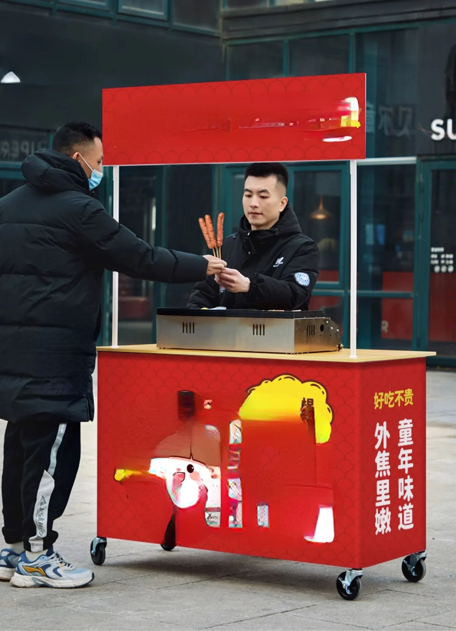

Night market mobile stall cart folding table ice powder cold meals snacks stall special hand push pulley.