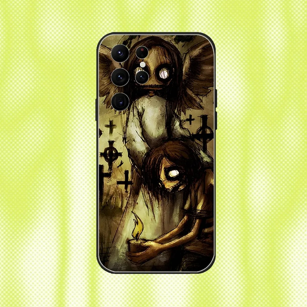 Chic Emo Goth Black Soft Phone Case - Stylish and Adorable Design