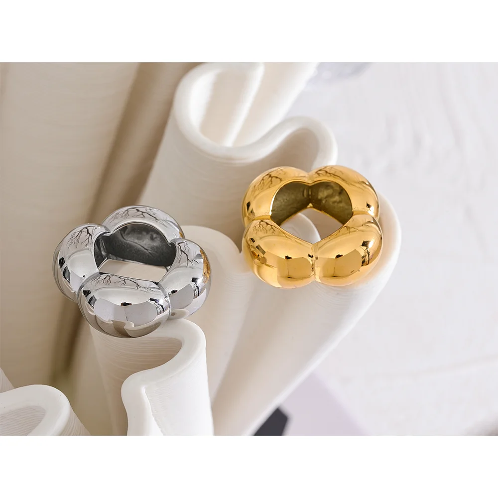 Yhpup Stainless Steel Fashion Statement Ring Waterproof Jewelry