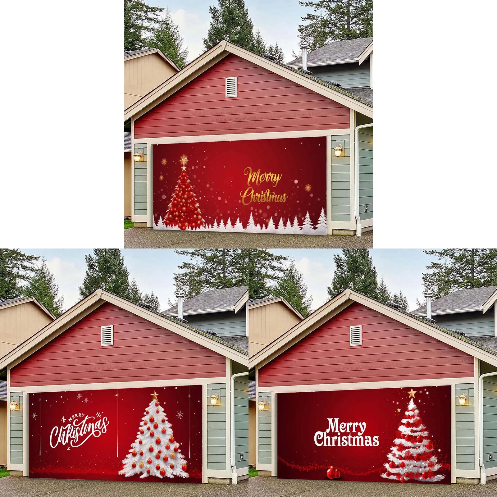 

Рождественское украшение для гаражной двери, настенная Обложка для рождественского гаража, 7X16 футов, большой Рождественский знак на Рождество