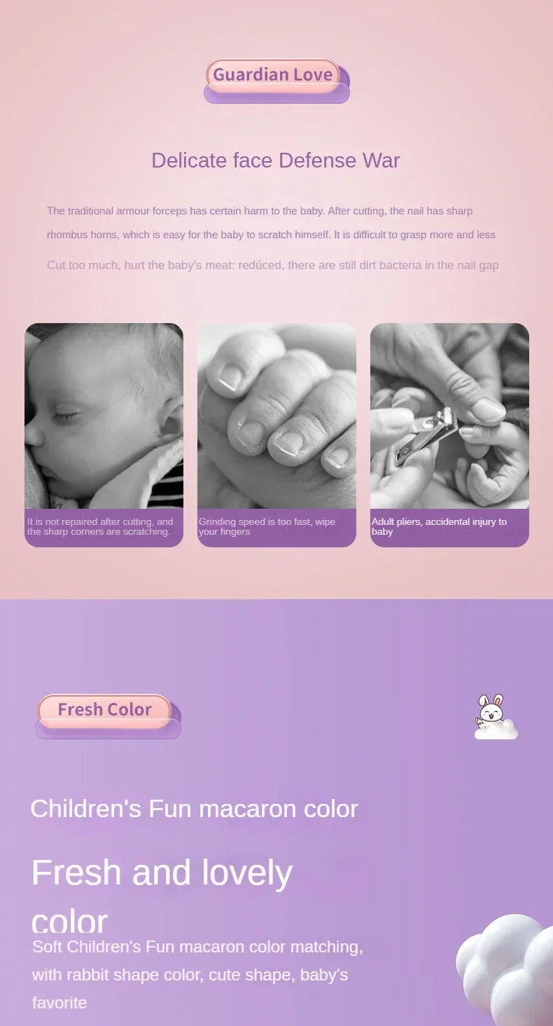 Tondeuse électrique, outils de soins, ensemble d'hygiène pour enfants, outil de polissage pour enfants, manucure pour bébé, coupe-ongles_voghion.com