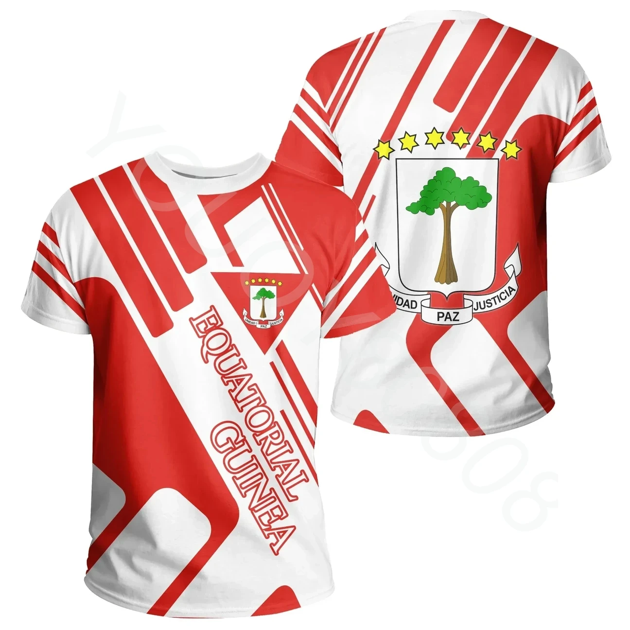 

African Quarter Men's Summer Round Neck Short Sleeve Street Fashion T-Shirt - Equatorial Guinea T-Shirt Rockie Style