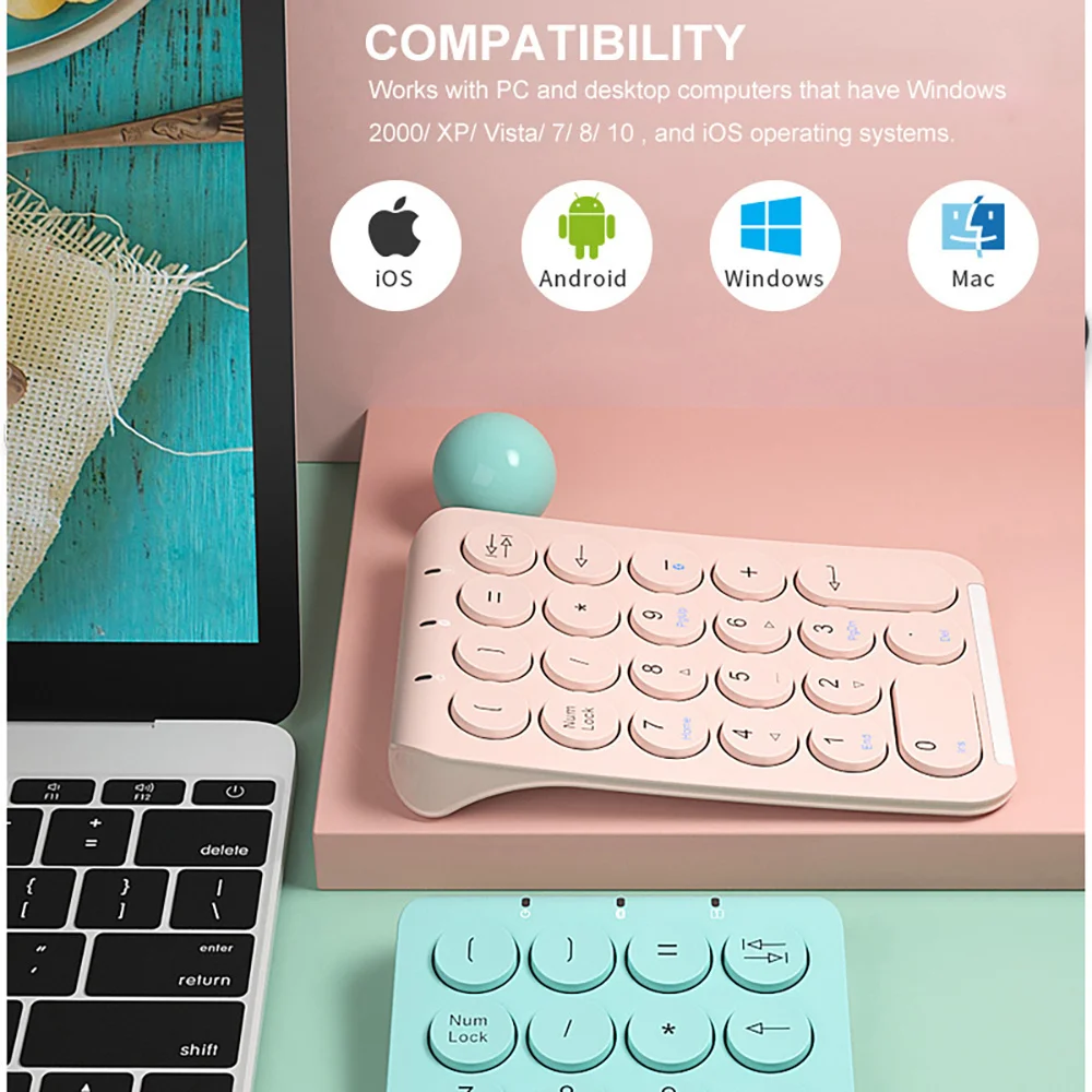 Teclado Numérico sem Fio para Laptop Teclado Numérico sem Fio Financeiro q Externo Teclado 22 Chaves - Imagem 5