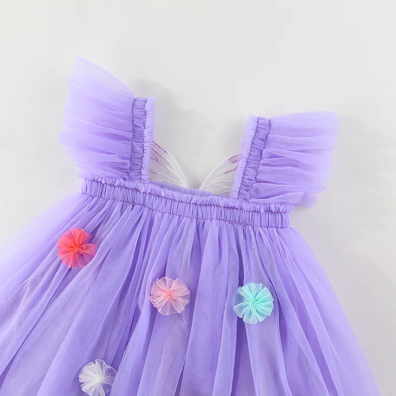 Toddler Kids Baby Girls' Summer Tulle Dress Butterfly Flower Princess Mesh Bow Wings Dress for Girls Birthday Party Mesh Dresses