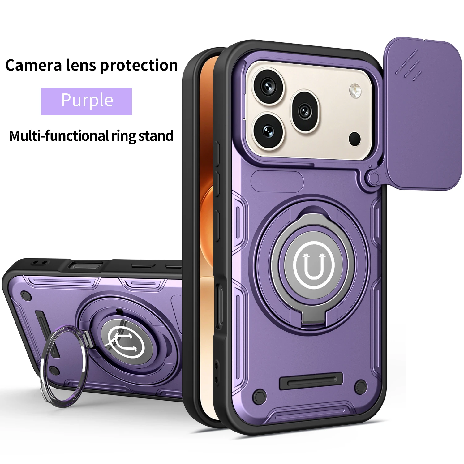 For Honor 600 Pro Shockproof Magnetic Armor Case with Ring Holder and Wireless Charging Compatibility
