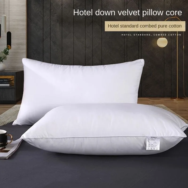 

Pure Cotton Five-star Hotel Feather velvet Pillow Core White Help Sleep Adult Neck Pillow Home Bedroom Bed Pillow G