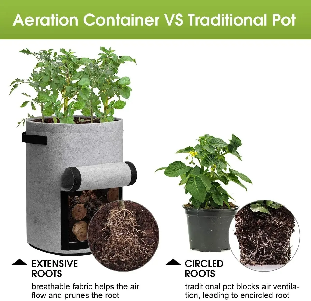 3Styles Felt plant grow bags nonwoven fabric garden potato pot greenhouse vegetable growing bags moisturizing vertical tools 5