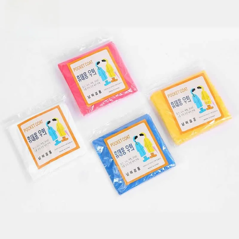 54g 경량 일회용 우비 네 개의 버튼 여행용 성인 LDPE 신소재 우비 일회용 가디건 스타일 하이킹용