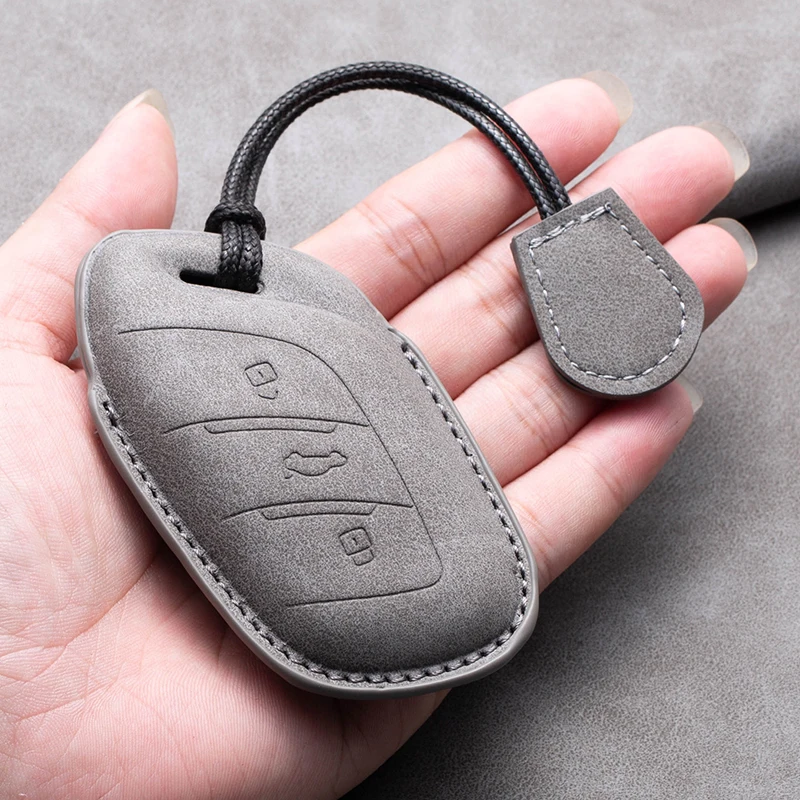 PU 가죽 자동차 스마트 원격 키 케이스 커버 가방 쉘 홀더 수호자 MG ZS EV MG6 EZS HS EHS 2019 2020 키 체인 액세서리