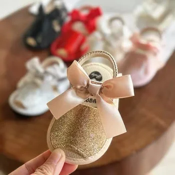 VALEN SINA Scarpe da bambino Estate Scarpe da bambina per neonato Sandali bassi per bambini Suola morbida antiscivolo Bowknot Scarpe da primo camminatore per culla 1