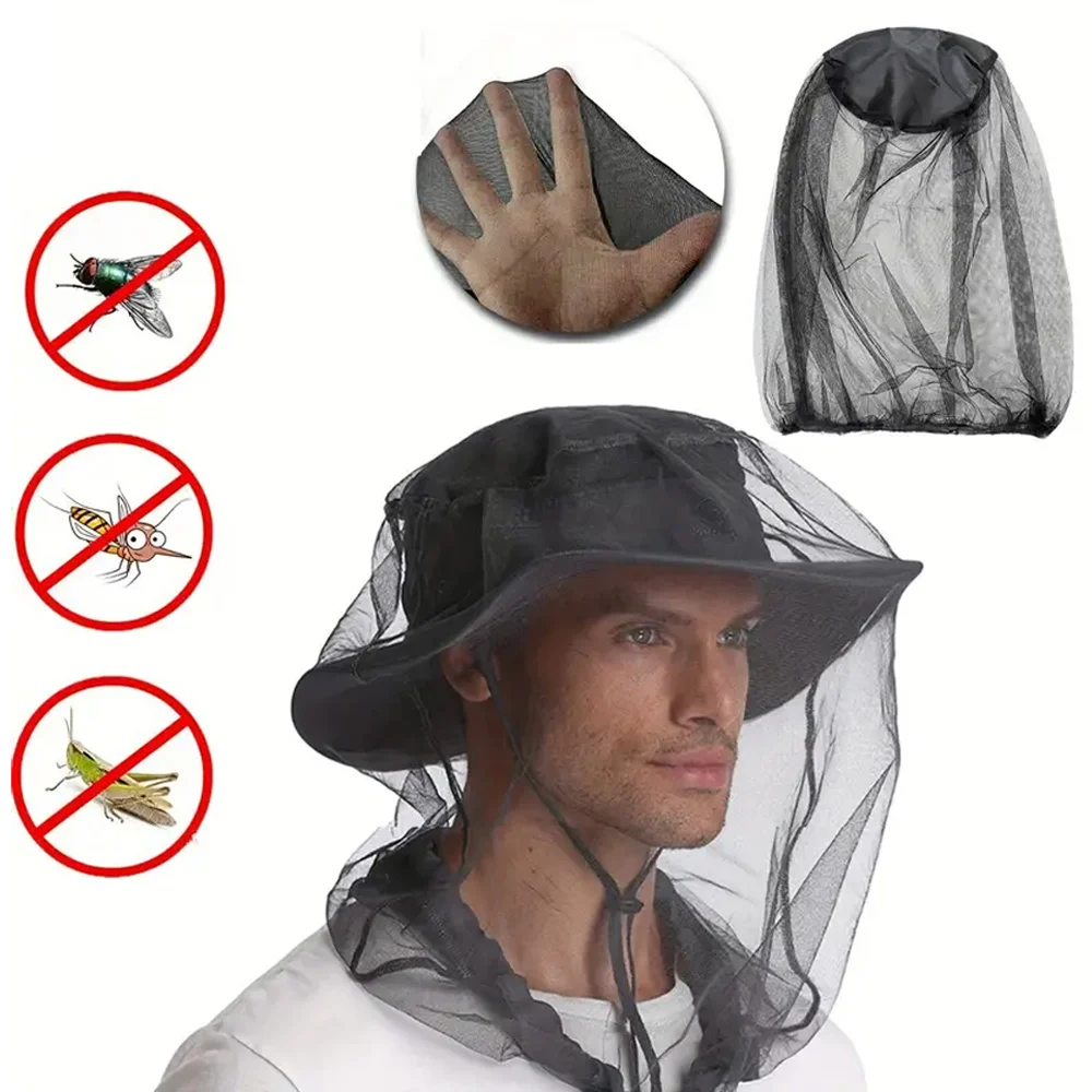 mosquito head net outdoor gardening hat insect-proof hat hiking camping fishing beekeeping windproof mesh anti-mosquito